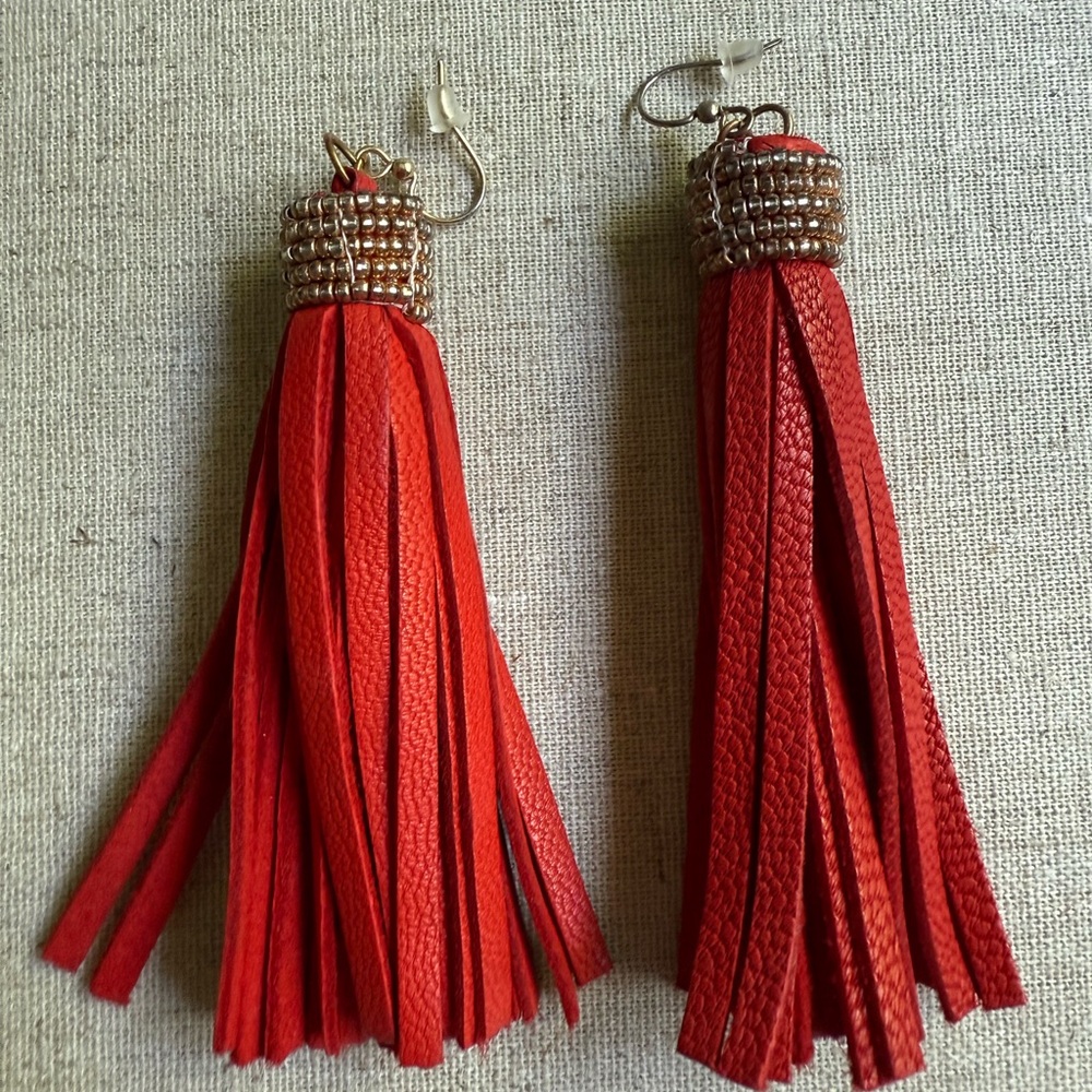 Elegant Red Tassel Earrings
